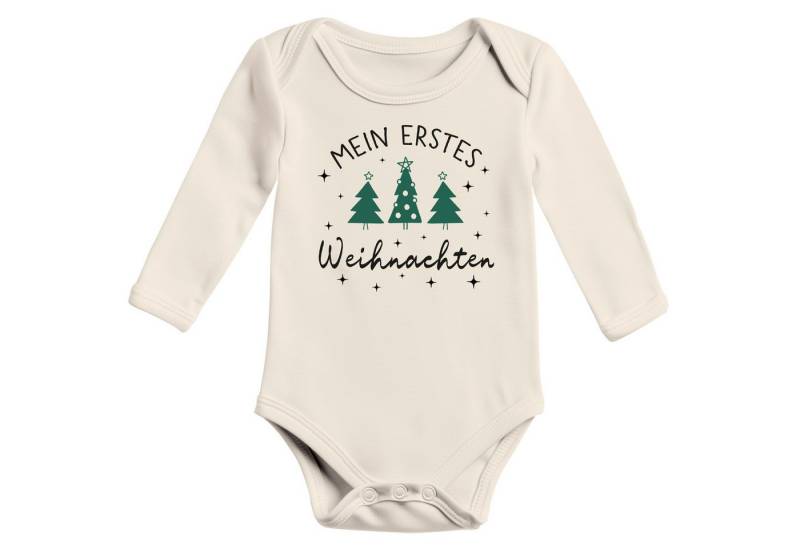SpecialMe Body Baby Body langarm Erstes Weihnachten Spruch XMAS Tannenbäume Grafik von SpecialMe