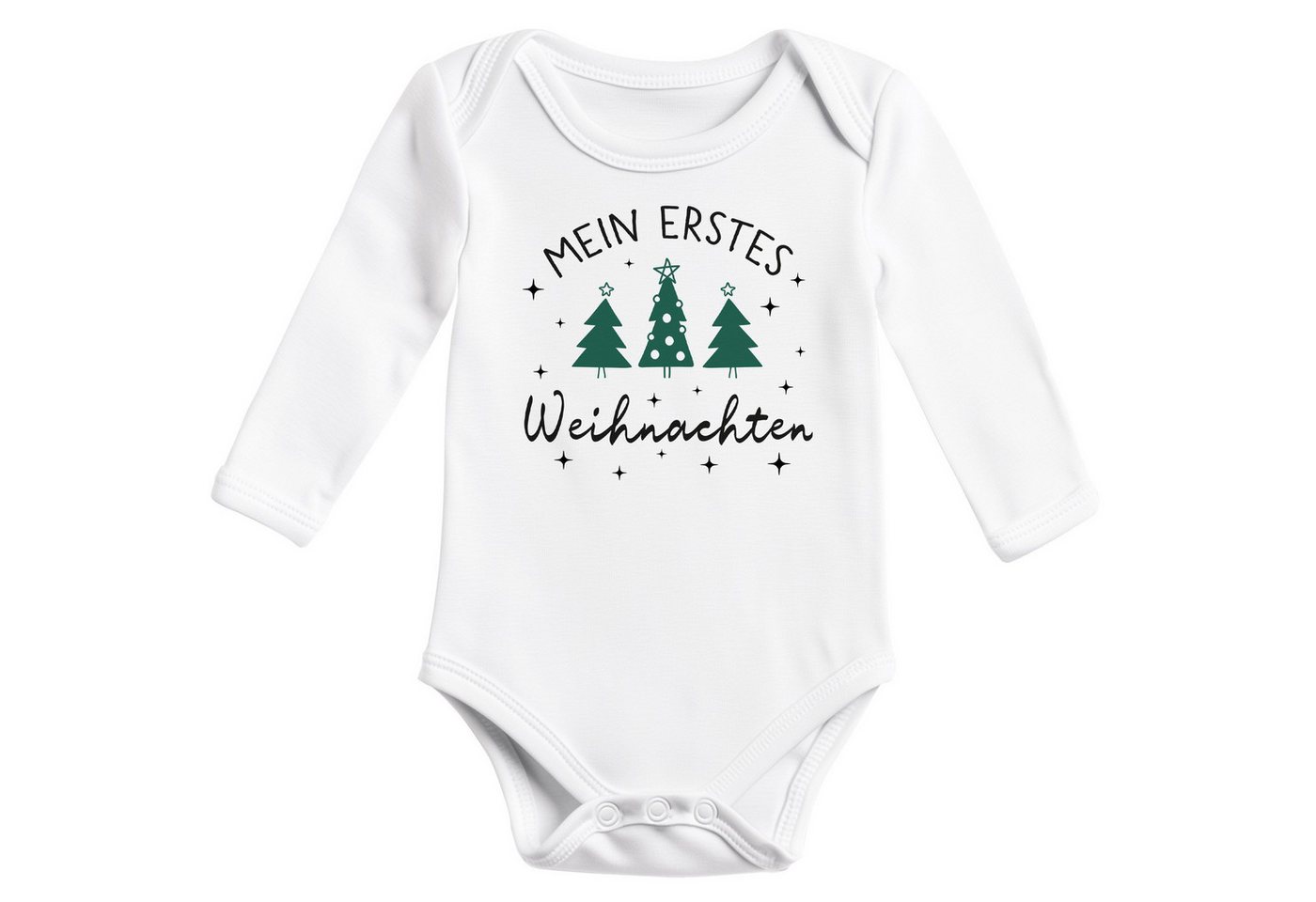 SpecialMe Body Baby Body langarm Erstes Weihnachten Spruch XMAS Tannenbäume Grafik von SpecialMe