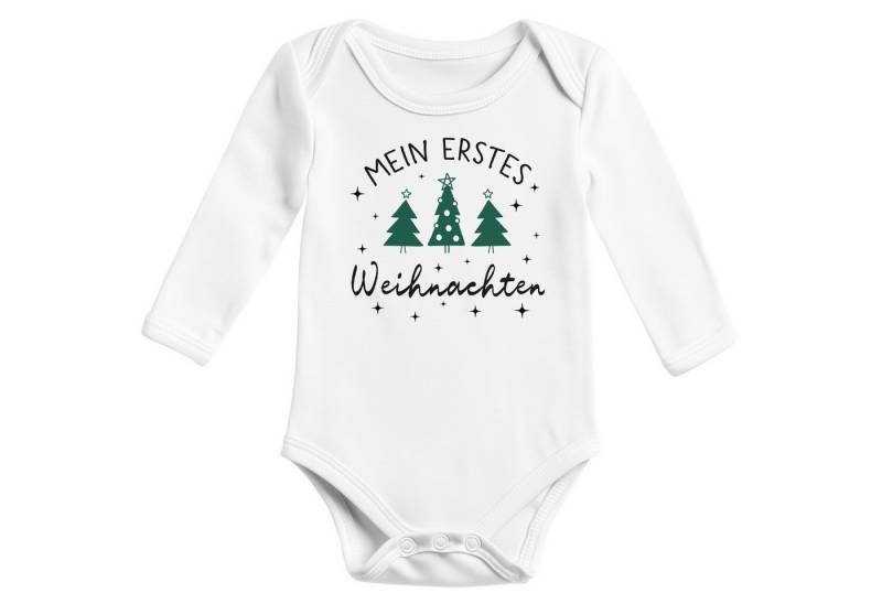 SpecialMe Body Baby Body langarm Erstes Weihnachten Spruch XMAS Tannenbäume Grafik von SpecialMe
