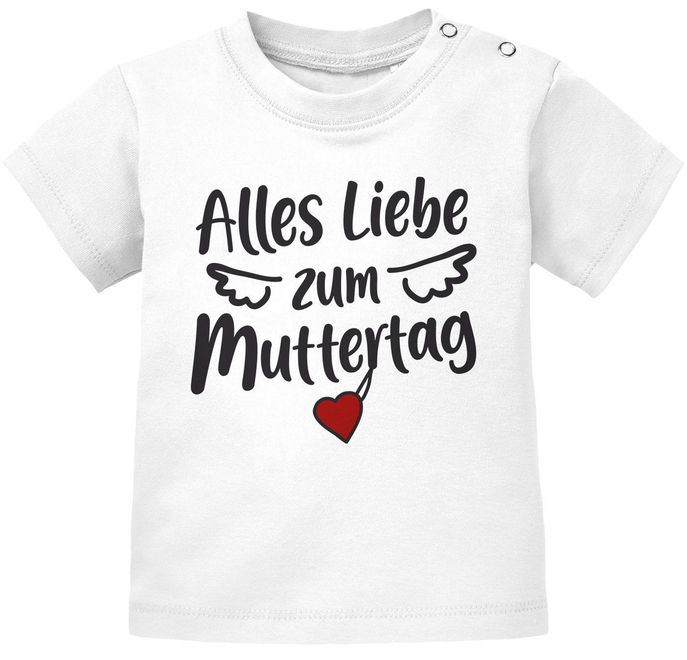 SpecialMe Print-Shirt Baby T-Shirt kurzarm Alles Liebe zum Muttertag Flügel Herz Geschenk von SpecialMe