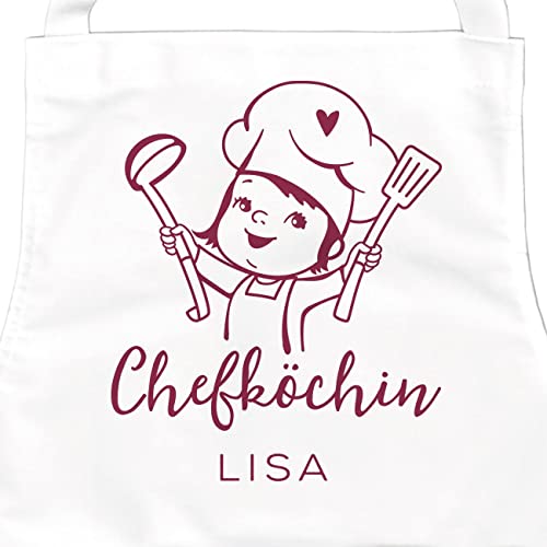 SpecialMe personalisierte Kinderschürze mit Namen für Mädchen und Jungen Chefkoch/ Chefköchin Kochschürze Kinder Chefköchin weiß 3-6 Jahre von SpecialMe