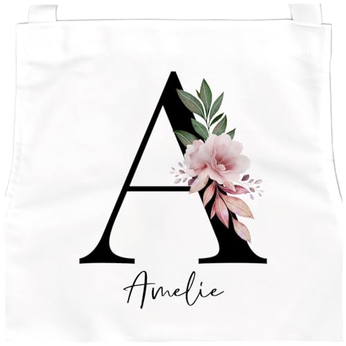 SpecialMe personalisierte Kinderschürze mit Namen und Anfangsbuchstabe Monogramm Kochschürze/Backschürze Mädchen weiss 6-10 Jahre von SpecialMe