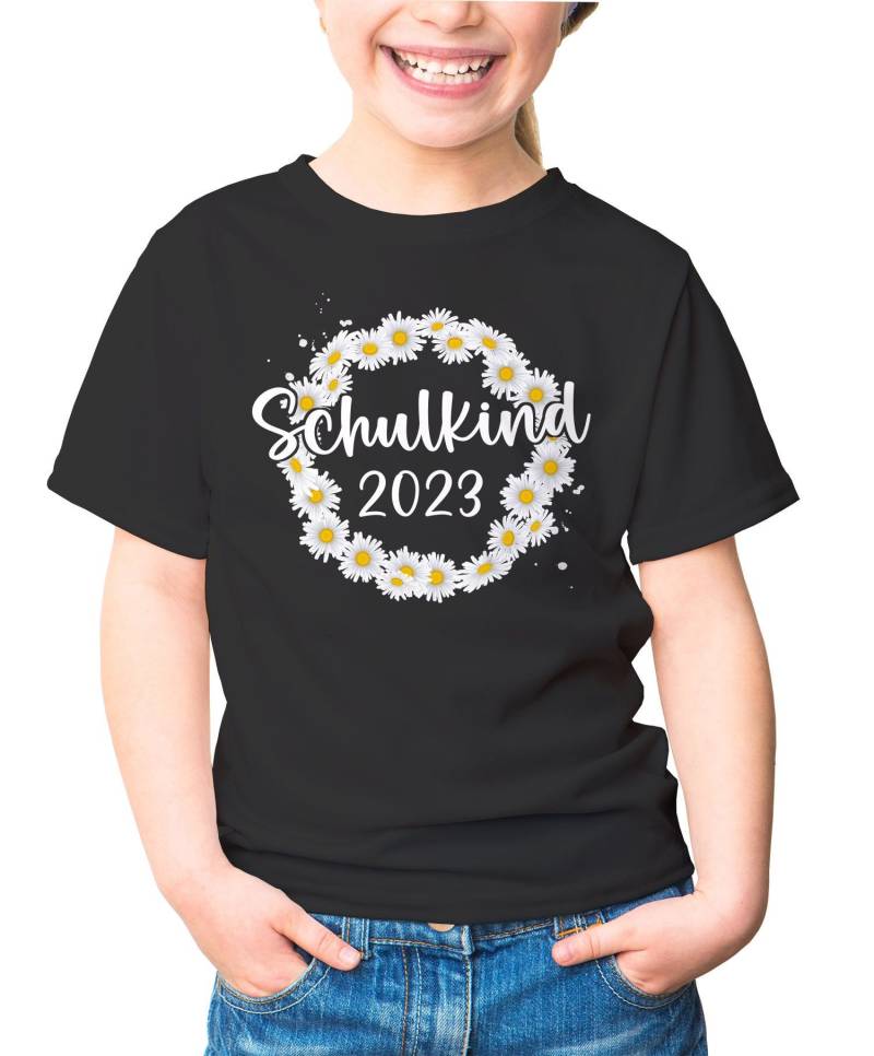 Kinder Mädchen T-Shirt Schulanfang Schulkind Jahreszal Anpassbar Blumenkranz Gänseblümchen Specialme® von SpecialMeStore