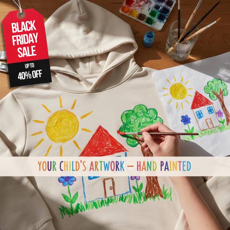 Benutzerdefinierte Handbemalte Kleidung Mit Kinderzeichnung, Personalisiertes T-Shirt Hoodie-Sweatshirt, Kinderkunstgeschenk, Familienandenken von SpecialNeedsCustom