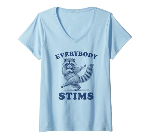 Damen Jeder stimuliert das Autismusbewusstsein Waschbär T-Shirt mit V-Ausschnitt Damen Jeder stimuliert das Autismusbewusstsein Waschbär T-Shirt mit V-Ausschnitt von Specials Needs Educator Everybody Stims Racoon