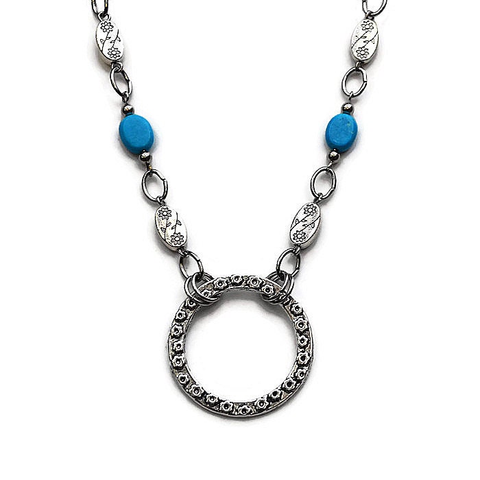Aqua Brillenhalter Silberne Blütenperlen, Edelstahlkette Aqua Brillenhalter Silberne Blütenperlen, Edelstahlkette von Speclace