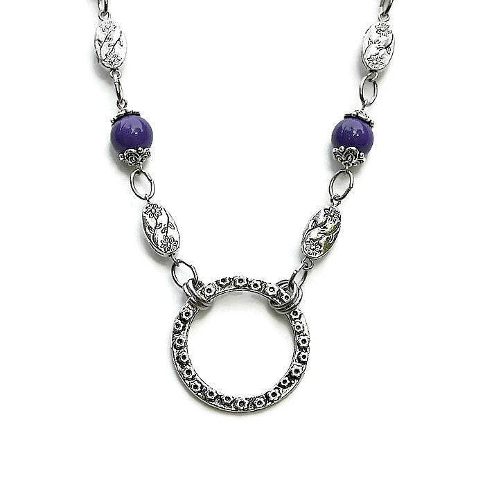 Lila Perlen Lanyard Halskette Qualität Edelstahlkette Lehrer Id Ausweishalter Lila Perlen Lanyard Halskette Qualität Edelstahlkette Lehrer Id Ausweishalter von Speclace