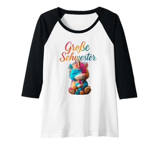 Damen Große Schwester - Einhorn - Liebe - Farben - Geschwister Raglan von Spectracular