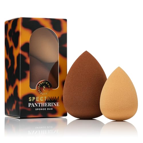 Spectrum Collections Pantherine Wonder Make-up Schwamm Duo Set, enthält 1 x Full Size und 1 x Half Size Blending Schwamm für Foundation und Concealer, Base Undereye Nase, latexfrei, weicher Beauty von Spectrum