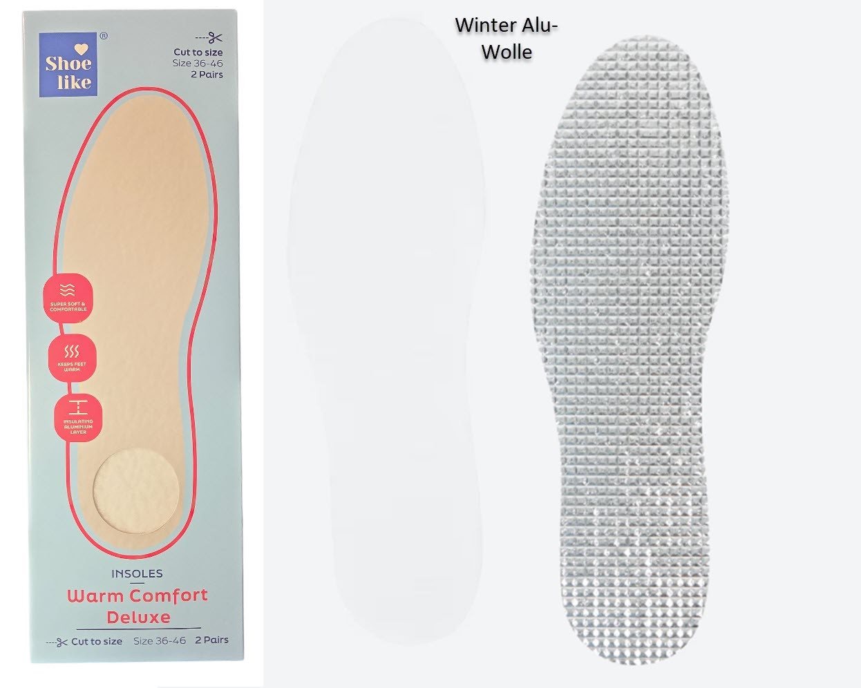 Spectrum Einlegesohlen Einlegesohle Winter Alu-Wolle o. Anti-Geruch je 2 Paar von Spectrum