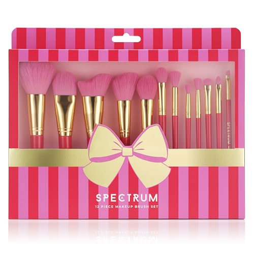 Spectrum Merry & Bright 12-teiliges Makeup-Pinselset - Hochwertige Pinsel für makelloses Auftragen - Süße Weihnachtsverpackung - Für Makeup-Liebhaber und Beauty-Enthusiasten von Spectrum