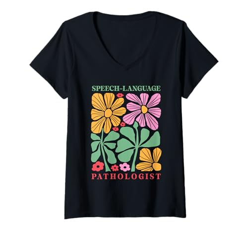 Damen Boho Floral Speech Language Pathologist SLP Sprachtherapie T-Shirt mit V-Ausschnitt Damen Boho Floral Speech Language Pathologist SLP Sprachtherapie T-Shirt mit V-Ausschnitt von Speech Language Pathologist SLP Motivational Tees