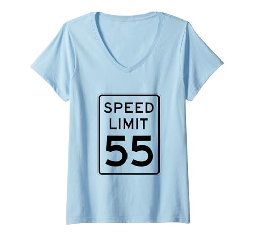 Damen Speed Limit 55 Design Straßenschilder Vintage Americana Style T-Shirt mit V-Ausschnitt Damen Speed Limit 55 Design Straßenschilder Vintage Americana Style T-Shirt mit V-Ausschnitt von Speed Limit 55 design road signs vintage