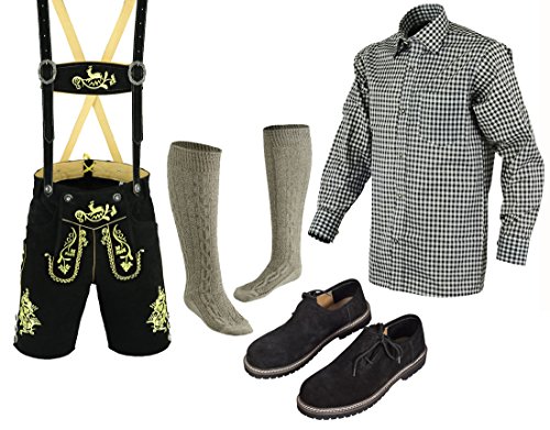 Speed4allkinds Herren Trachten Lederhose Kurz+Träger Größe 46-60 Hose,Hemd,Schuhe,Socken Neu (LE25 54) von Speed4allkinds