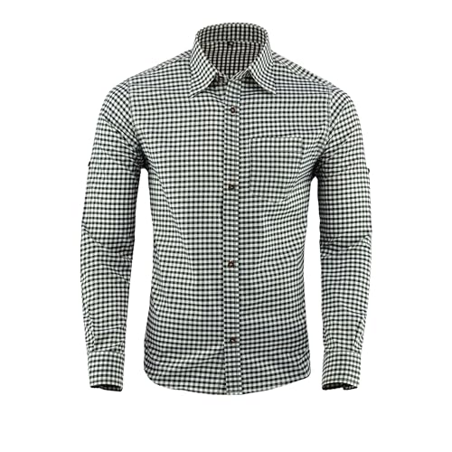 Speed4allkinds Trachtenhemd Herren Trachten Hemd Freizeithemd Baumwolle Oktoberfest Kariertes Hemd Outfit Langarm Trachten Hemden Wiesn Outfit Herren Grau (3 XL) von Speed4allkinds