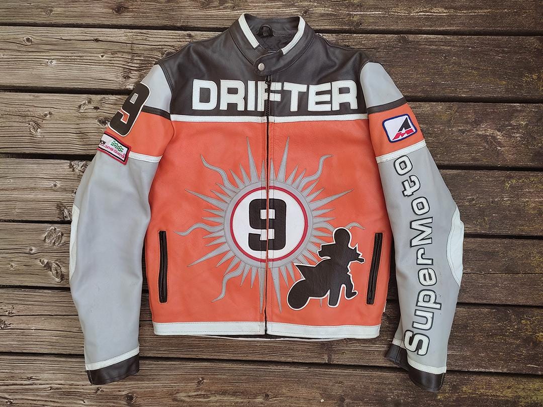 Motorradjacke Arrow M Lederjacke Super Moto Bikerjacke Viele Aufnäher Cooler Style von SpeedCowboy