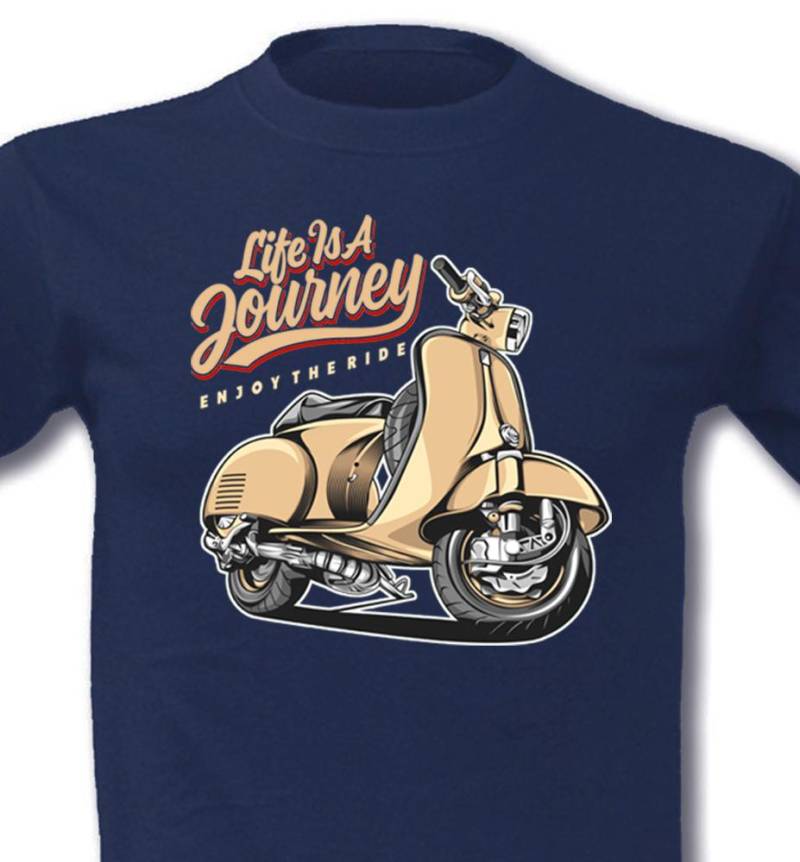 T-Shirt Im Retro Scooter Motorroller Vespa Design in Navy Von M-xxl von SpeedCowboy