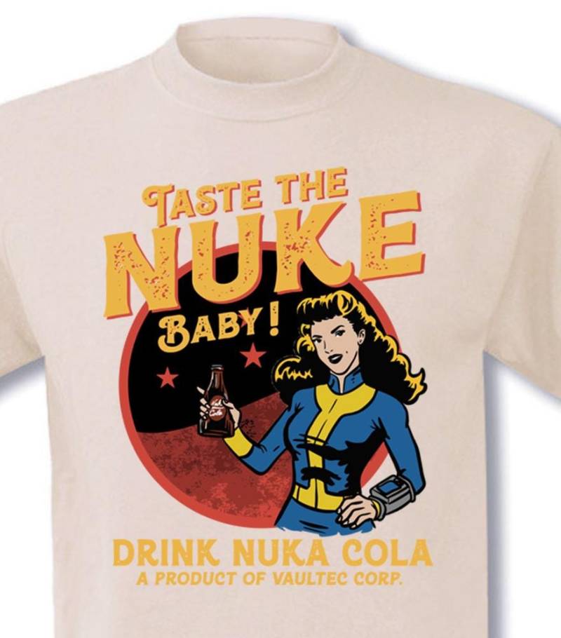 T-Shirt Nuke Cola Mit Retro 50Ties Space Print Vorn in Vintage White Von M-xxl von SpeedCowboy