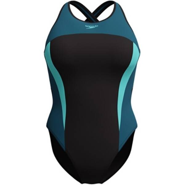 SPEEDO Damen Schwimmanzug Womens High Neck Splice Cross back Swimsuit von Speedo
