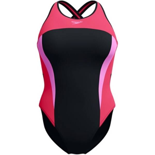 SPEEDO Damen Schwimmanzug Womens High Neck Splice Cross back Swimsuit von Speedo