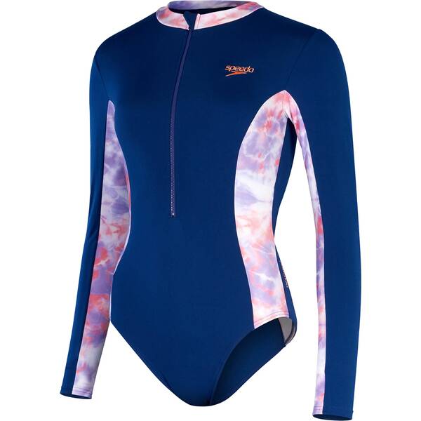 SPEEDO Damen Top LS PNL PRT SWMSUIT PURPLE/ORANGE von Speedo