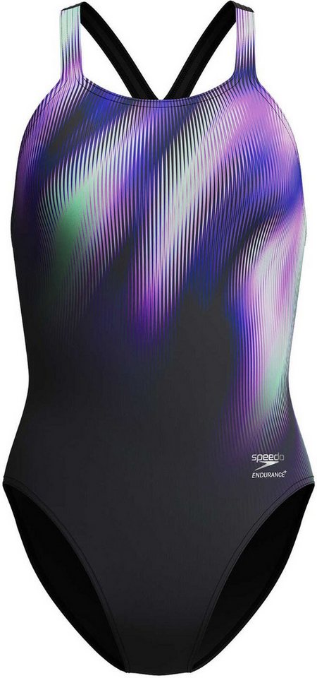 Speedo Badeanzug FL PLACEMENT PRINTED POWERBACK BLURRY GLASS- BLACK von Speedo