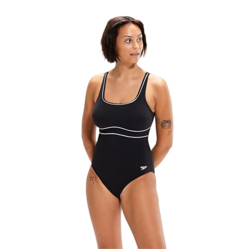 Speedo Women's Shaping Contour Eclipse 1 Piece Badeanzug, Schwarz/Weiß, 46 von Speedo