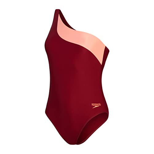 Speedo Damen-Badeanzug, asymmetrisch, Rot/Orange, rot/orange, 42 von Speedo