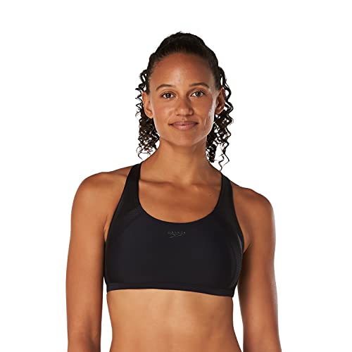 Speedo Damen Badeanzug Quantum Bikinioberteil, Sheen Black, Medium von Speedo