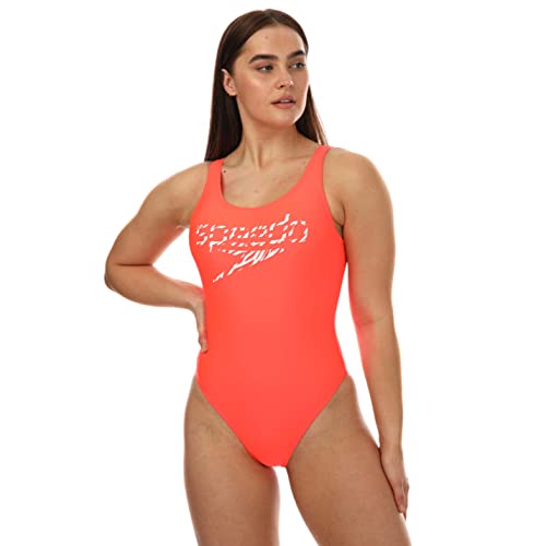 Speedo Damen-Badeanzug mit tiefem U-Rücken, Rot, rot / weiß von Speedo