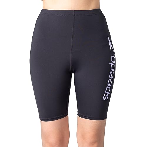 Speedo Damen Badeshorts Knielang, UPF50+ Schmimmhose für Wassersport Bikinihose, oxidgrau/Harter Bonbon (as3, Numeric, Numeric_26, Regular, Regular, Schwarz) von Speedo