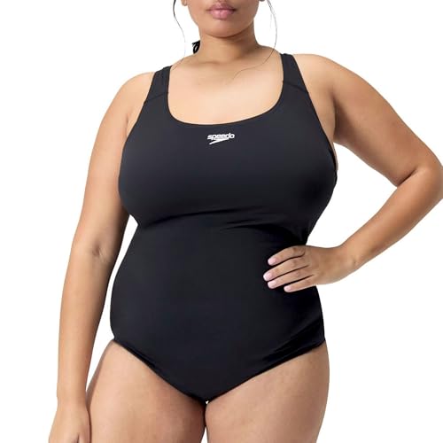 Speedo Damen Endurance+ Medalist Swimsuit | Fitness Badeanzug, Schwarz, 74 von Speedo