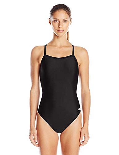 Speedo Damen Powerflex Flyback Solid Erwachsene Teamfarben Einteiliger Badeanzug, New Black, 38 von Speedo