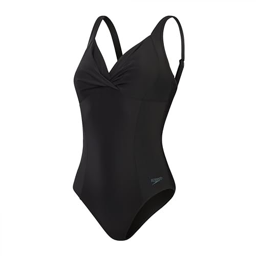Speedo Damen Shaping Cross Knot 1 Piece Swimsuit | Shapewear | Beach and Holiday Swimwear Badeanzug, Schwarz, 176 von Speedo