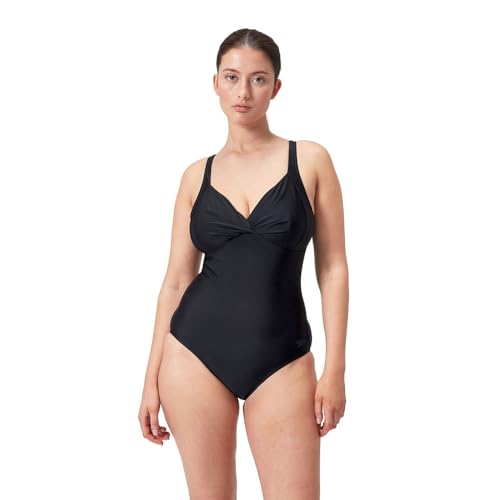Speedo Damen Shaping Cross Knot 1 Piece Swimsuit | Shapewear | Beach and Holiday Swimwear Badeanzug, Schwarz, 44 von Speedo