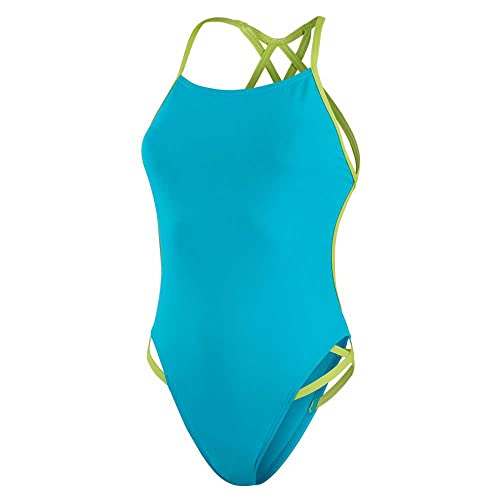 Speedo Damen Solid Freestyler 1 Stück Badehose, Grün (Aquarium/Atomic Lime), XL von Speedo