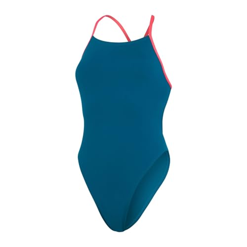 Speedo Damen Solide Tie-Rückseite, 1 Stück Badeanzug, Nordic Teal/Pheonix Red, 36 von Speedo