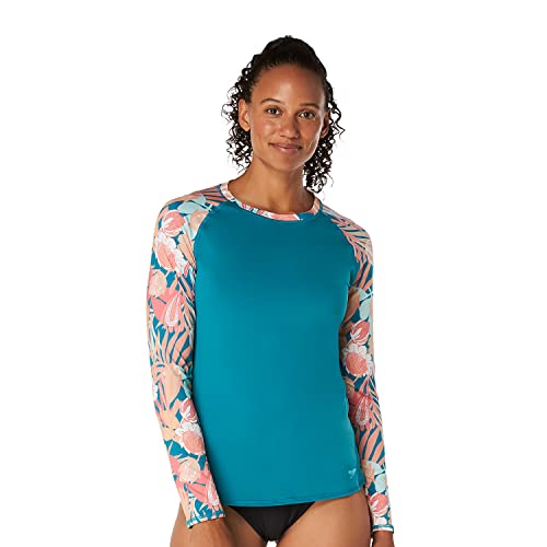 Speedo Damen Uv Bade, langärmlig, Rashguard Rash Guard Shirt, Deep Lake, Large von Speedo