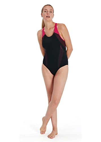 Speedo Damen Women's Plastisol Laneback Badeanzug Schwarz 44 von Speedo