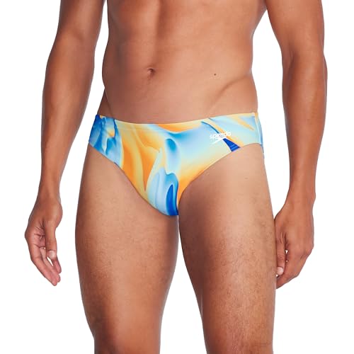 Speedo Herren Badeanzug, Eco-Flex, 5,1 cm, Außennaht, Beachstar Schwimm-Slips, Shore Swirl, 34 von Speedo