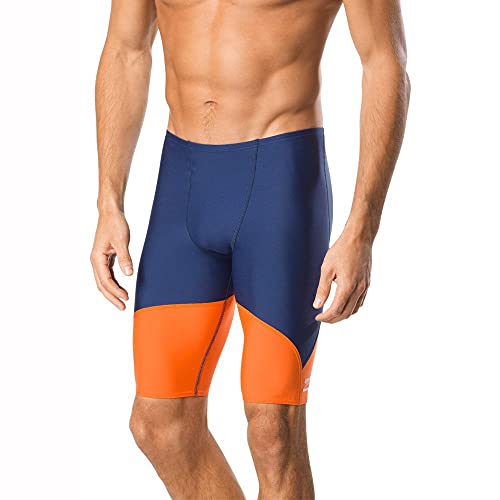 Speedo Herren Badeanzug Endurance+ Splice Teamfarben Jammer, Marineblau/Orange, 30 von Speedo