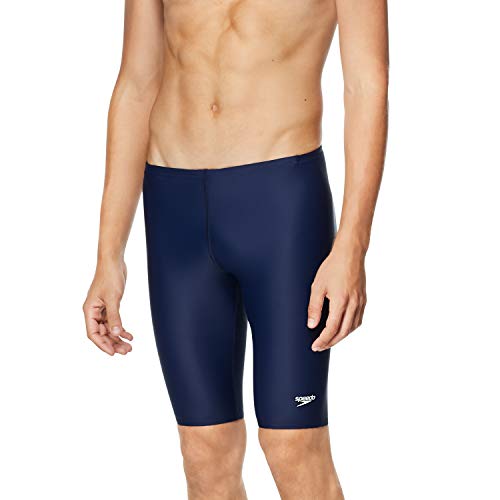 Speedo Herren Powerflex Eco Solid Jammer Badeanzug Kurz, Marineblau, W32 (3er Pack) von Speedo