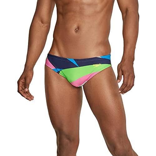 Speedo Herren Badeanzug Slip Creora Highclo Bedruckt Badehose, Drift Acid Lime, 36 von Speedo