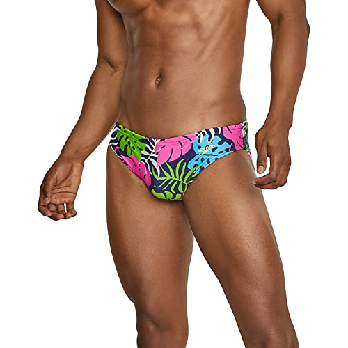 Speedo Herren Badeanzug Slip Creora Highclo Bedruckt Badehose, Palmgrüner Gecko, 36 von Speedo