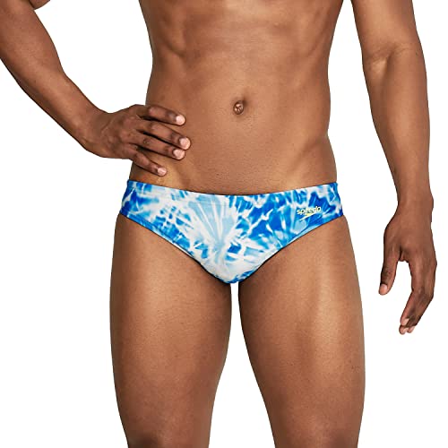 Speedo Herren Badeanzug Slip Creora Highclo Bedruckt Badehose, Tides Weiß/Blau, 36 von Speedo