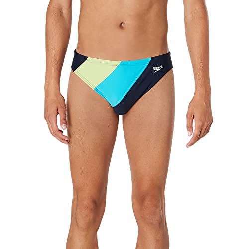 Speedo Herren Beachstar Badehose Eco Flex 5,1 cm Außennaht Schwimm-Slips, Block Peacoat, 38 von Speedo