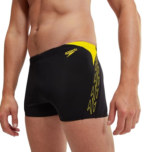 Speedo Herren Hyper Boom Splice I Aquashort, Schwarz/Zitronengelb, 42 von Speedo