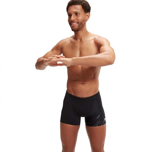 Speedo Herren Hyperboom V-Cut Quick Drying | Training | Fitness | Chlorine Resistant Aquashort, Schwarz/USA-Anthrazit/Weiß, 30 cm von Speedo