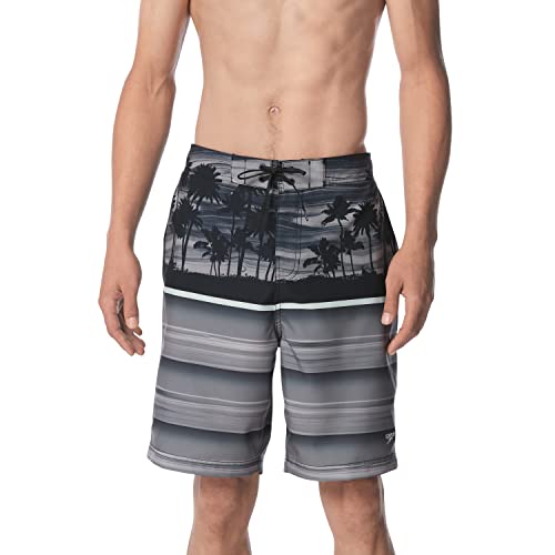 Speedo Herren Knielang Boardshort Bondi gestreift Badehose, 50,8 cm Oasis anthrazit, XX-Large von Speedo