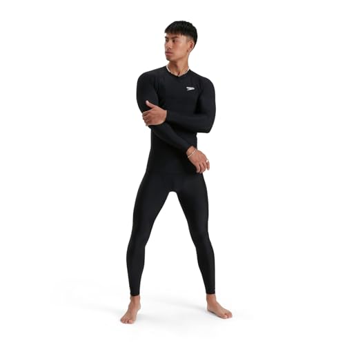 Speedo Herren Langärmeliges Rash-Top Neopren-Shirt, Schwarz/Weiß, XXL von Speedo